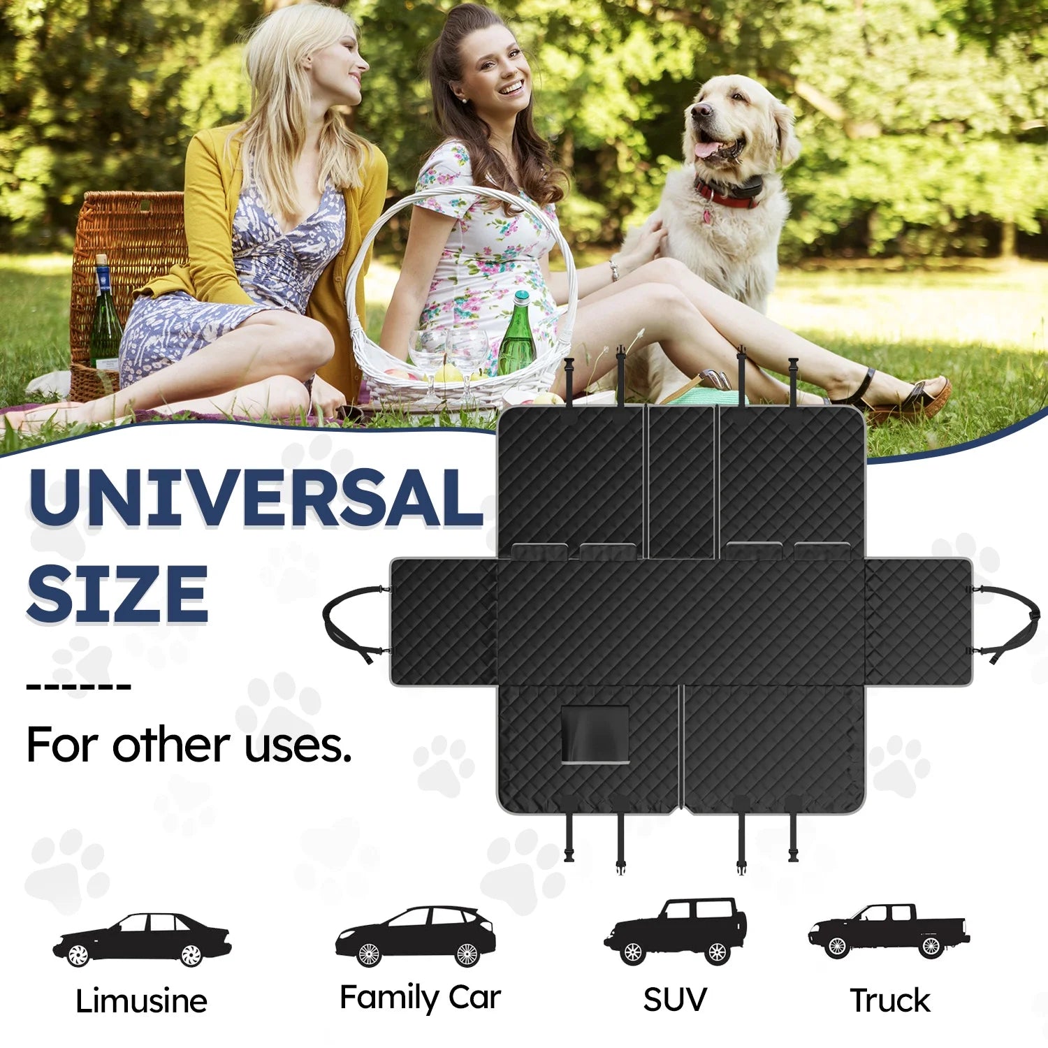 Dog Seat Cover- Non-Slip Dog Car Hammocks with Seatbelt Dog Car Seat Cover Waterproof and Scratch-Resistant Dog Car Back Seat Protection